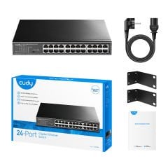 Cudy GS1024 24 Port 10/100/1000Mbps VLAN&Extend Mode 11'' Rock-Mount Çelik Gigabit Ethernet Switch