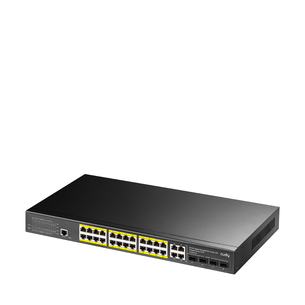 Cudy GS2028PS4-300W 24 Port GE 4*1G SFP&RJ45 Combo 19'' 1U Çelik Layer2 Yönetilebilir POE+ Switch