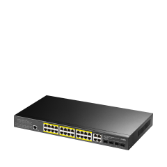 Cudy GS2028PS4-300W 24 Port GE 4*1G SFP&RJ45 Combo 19'' 1U Çelik Layer2 Yönetilebilir POE+ Switch