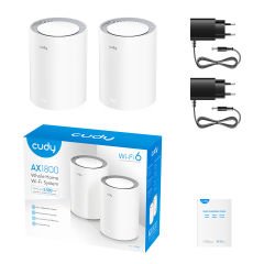 Cudy M1800 2-Pack AX1800 2.4GHz/5GHz 1800Mbps 2Port Gigabit 2'li Kablosuz Whole Mesh Wi-Fi Sistemi