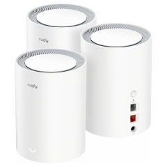 Cudy M1800 3-Pack AX1800 2.4GHz/5GHz 1800Mbps 2Port Gigabit 3'lü Kablosuz Whole Mesh Wi-Fi Sistemi