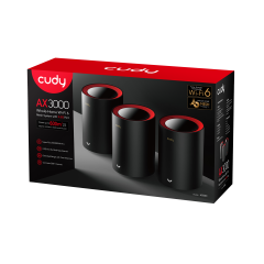 Cudy M3000 3-Pack AX3000 2.4GHz/5GHz 3000Mbps 1*GE 1*2.5GE 3'lü Kablosuz Whole Mesh Wi-Fi Sistemi