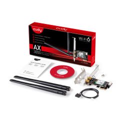 Cudy WE3000 AX3000 2.4GHz/5GHz 3000Mbps Wi-Fi 6 2*5dBi Anten BT5.2 Kablosuz PCIe Adaptör