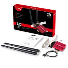 Cudy WE3000S AX5400 2.4G/5G/6GHz Tri-Band 5400Mbps Wi-Fi 6E 2*5dBi Anten BT5.2 Kablosuz PCIe Adaptör