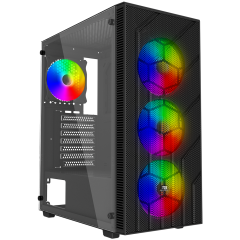 PowerBoost PB-PS1951B 500W ATX USB 3.0 Mesh Rainbow Fanlı Gaming Siyah Kasa