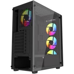 PowerBoost PB-PS1951B 500W ATX USB 3.0 Mesh Rainbow Fanlı Gaming Siyah Kasa