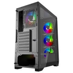 PowerBoost PB-PS5846B 600W ATX USB 3.0 Rainbow Fanlı Mesh Gaming Siyah Kasa