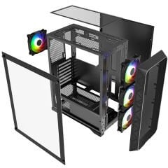 PowerBoost PB-PS5846B 600W ATX USB 3.0 Rainbow Fanlı Mesh Gaming Siyah Kasa