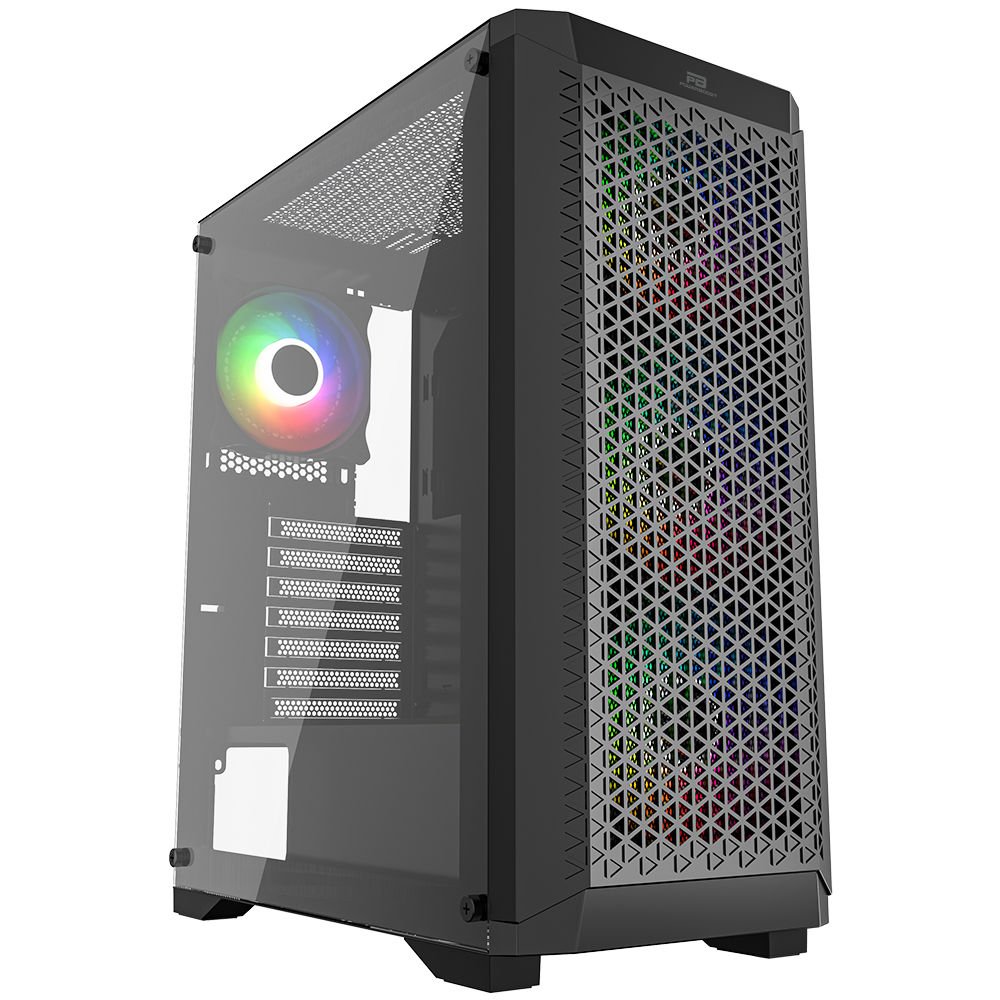 PowerBoost PB-PS5847B 600w  ATX USB 3.0 Rainbow Fanlı Mesh Gaming Siyah Kasa