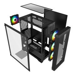 PowerBoost PB-PS5850B 600w 80+ ATX USB 3.0 Rainbow Fanlı Mesh Gaming Siyah Kasa