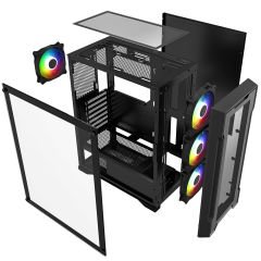 PowerBoost PB-PS6849B 650w 80+ Bronze USB 3.0 Mesh Rainbow Fanlı Gaming Siyah Kasa
