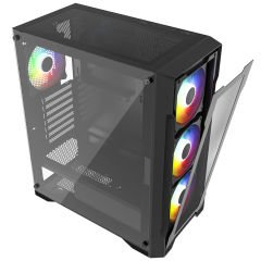PowerBoost PB-PS6849B 650w 80+ Bronze USB 3.0 Mesh Rainbow Fanlı Gaming Siyah Kasa