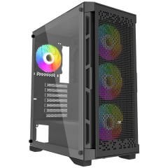 PowerBoost PB-PS7840B 600W USB 3.0 ATX Mesh Rainbow Fanlı Gaming Siyah Kasa