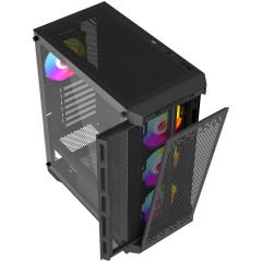 PowerBoost PB-PS7840B 600W USB 3.0 ATX Mesh Rainbow Fanlı Gaming Siyah Kasa