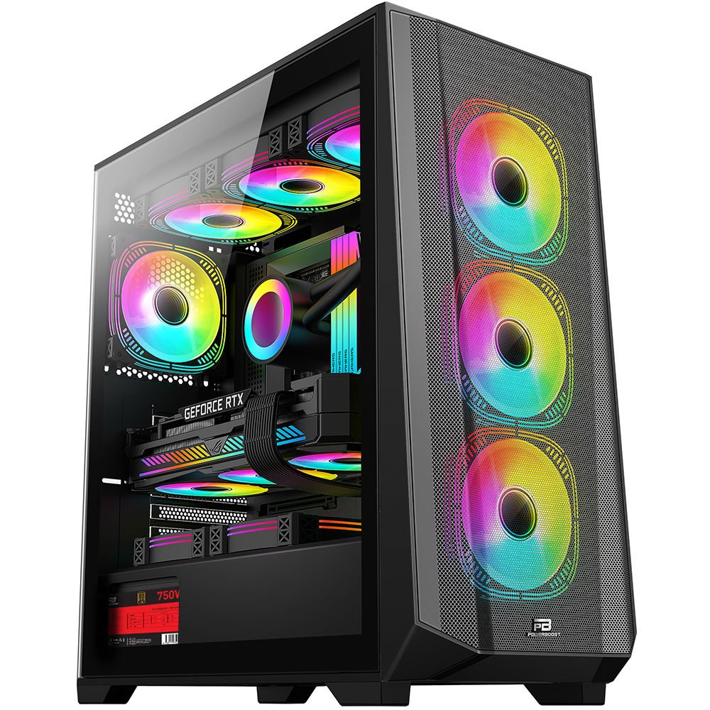 PowerBoost PB-P901MB 750w 80+ Bronze USB 3.0 ATX Mesh RGB fan siyah Kasa