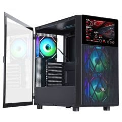 PowerBoost PB-P4367BB USB 3.0, ATX LCD Mesh Panel, ARGB Fanlı Siyah Kasa