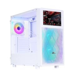 PowerBoost PB-P4367BW USB 3.0, ATX LCD Mesh Panel, ARGB Fanlı Beyaz Kasa