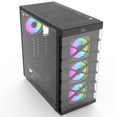 PowerBoost PB-GR222BB USB3.0 Full Siyah Tempered Glass 7xRGB Fanlı kasa (PSU Yok)
