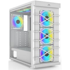 PowerBoost PB-GR222BW USB3.0 Full Beyaz Tempered Glass 7xRGB Fanlı kasa (PSU Yok)