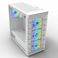 PowerBoost PB-GR222BW USB3.0 Full Beyaz Tempered Glass 7xRGB Fanlı kasa (PSU Yok)