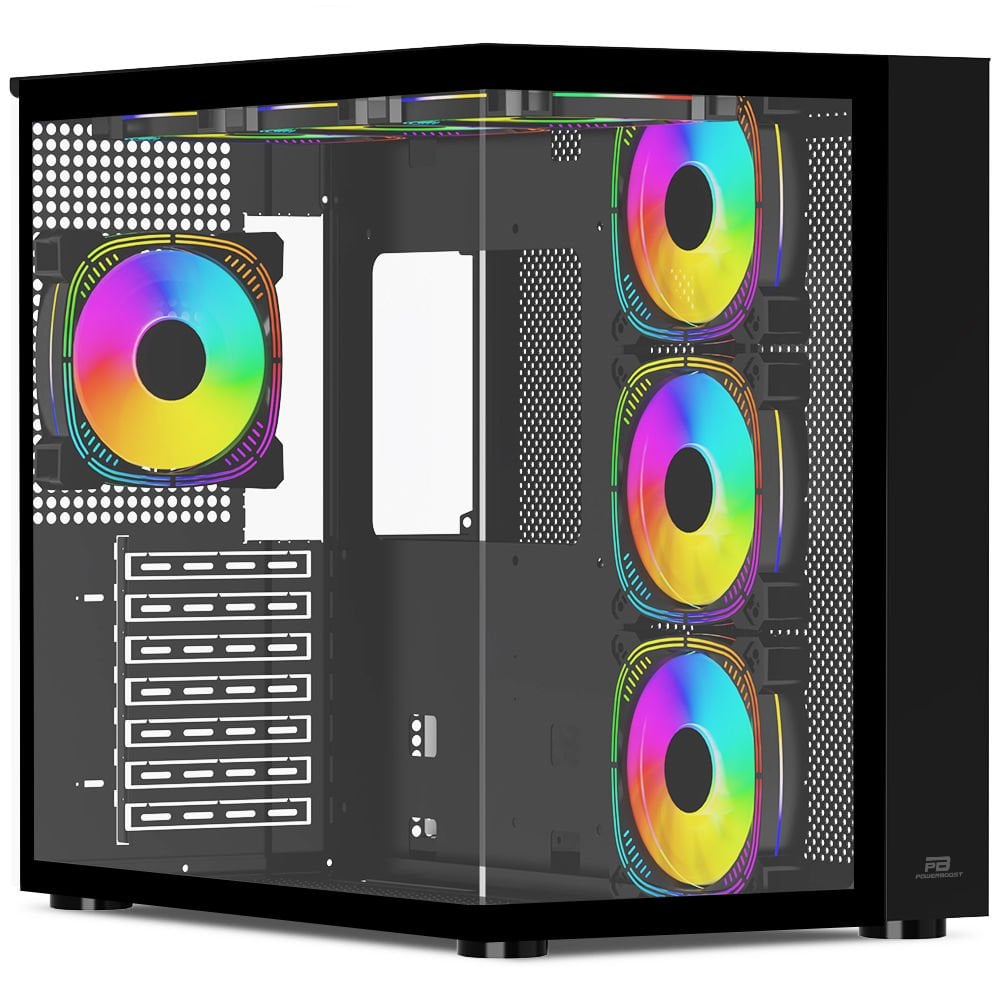 PowerBoost PB-SS02B Sea View USB 3.0, ATX 7 x RGB Fanlı Siyah Kasa
