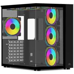 PowerBoost PB-SS02B Sea View USB 3.0, ATX 7 x RGB Fanlı Siyah Kasa