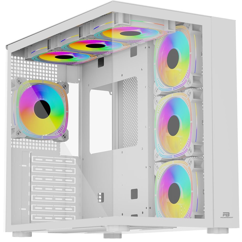 PowerBoost PB-SS02W Sea View USB 3.0, ATX 7 x ARGB Fanlı Beyaz Kasa