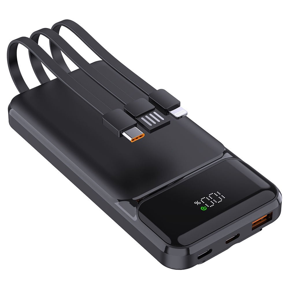 PowerBoost NIGHT 135B 10000mAh 22.5W Dahili Kablo LCD GizliLED Siyah Taşınabilir Şarj Cihazı Powerbank