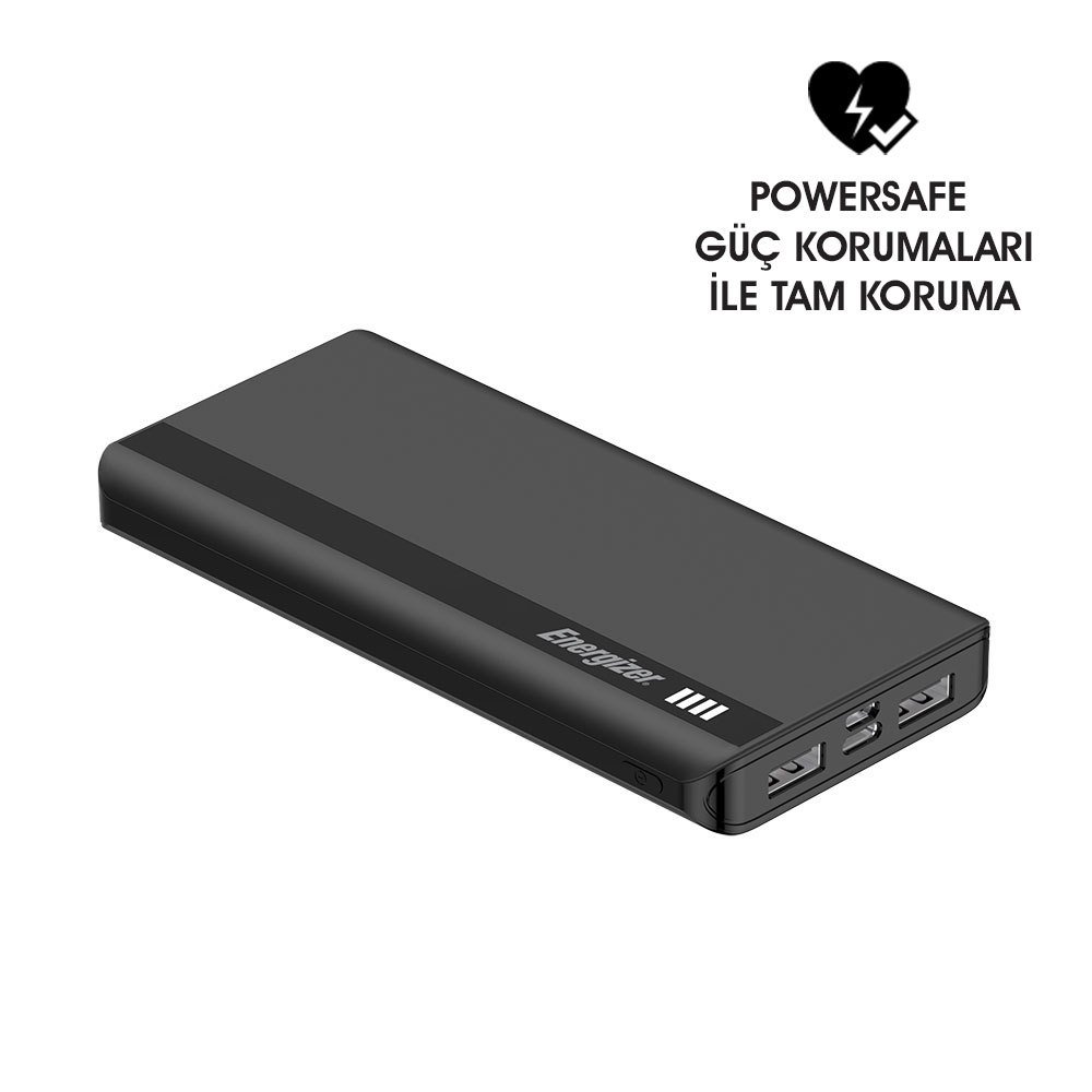 Energizer Max UE10054 10000mAh Type-C & Micro USB Girişli Taşınabilir Şarj Cihazı Siyah