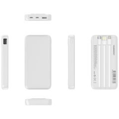 PowerBoost PRIME 130W 10000mAh 22.5W Dahili Kablolu LCD Beyaz Taşınabilir Şarj Cihazı Powerbank