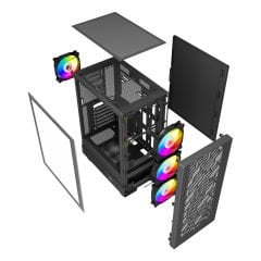 PowerBoost A700B 750W 80+ BRONZE ATX USB 3.0 Rainbow Fanlı Mesh Gaming Siyah Kasa