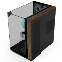 PowerBoost ECLIPSE 8*ARGB Fan Triple Temperli Cam Type-C Ahşap Mid-T Seaview ATX Gaming Siyah Kasa