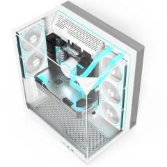 PowerBoost ECLIPSE 8*ARGB Fan Triple Temperli Cam Type-C Ahşap Mid-T Seaview ATX Gaming Beyaz Kasa