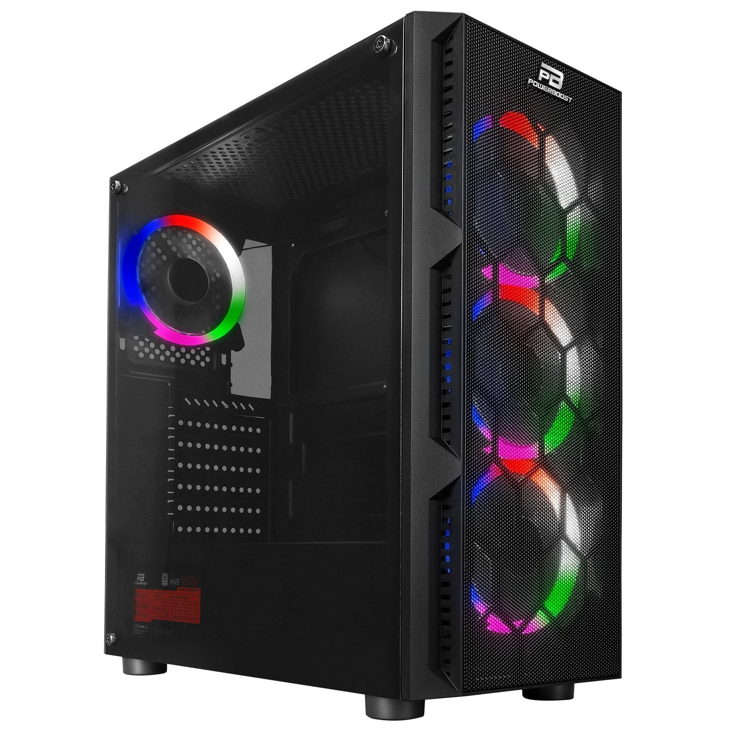 PowerBoost VK-D501M 650w 80+ USB 3.0 ATX Mesh Single Ring Rainbow fan siyah Kasa