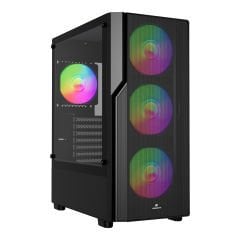 GameBooster CRUX E650B 650W 80+ WHITE USB 3.0 Mesh 4*Rainbow Fanlı Mid-T E-ATX Gaming Siyah Kasa