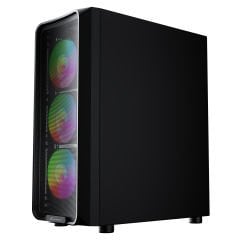 GameBooster ROUND A650B 600W USB 3.0 Mesh 4*Rainbow Fanlı Mid-T ATX Gaming Siyah Kasa