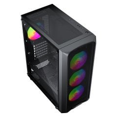 GameBooster ROUND A650B 600W USB 3.0 Mesh 4*Rainbow Fanlı Mid-T ATX Gaming Siyah Kasa