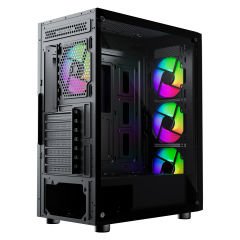 GameBooster ROUND A650B 600W USB 3.0 Mesh 4*Rainbow Fanlı Mid-T ATX Gaming Siyah Kasa