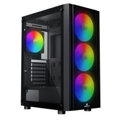 GameBooster CASTLE A651B 600W APFC USB 3.0 Mesh 4*Rainbow Fanlı Mid-T ATX Gaming Siyah Kasa