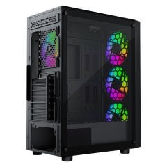 GameBooster CASTLE A651B 600W APFC USB 3.0 Mesh 4*Rainbow Fanlı Mid-T ATX Gaming Siyah Kasa