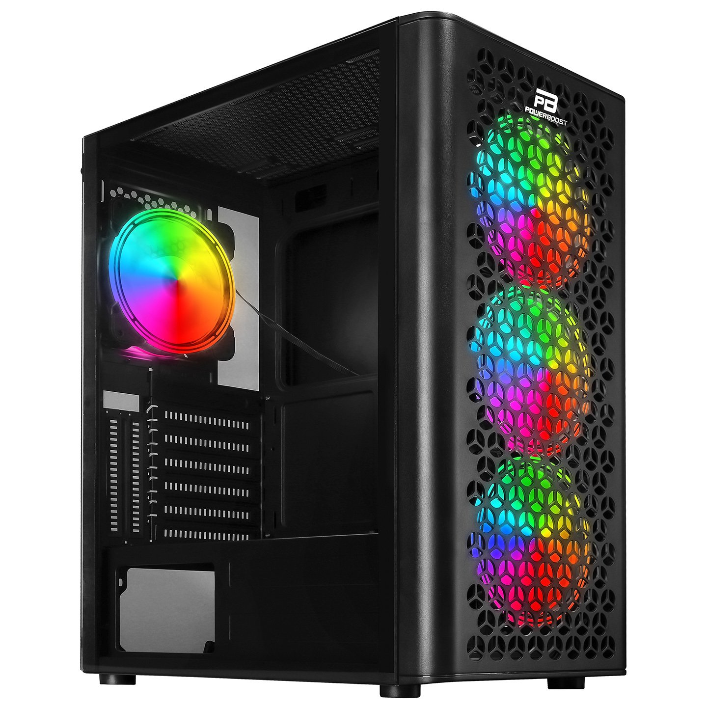 PowerBoost VK-M202B USB 3.0 ATX Mesh RGB fan siyah Kasa