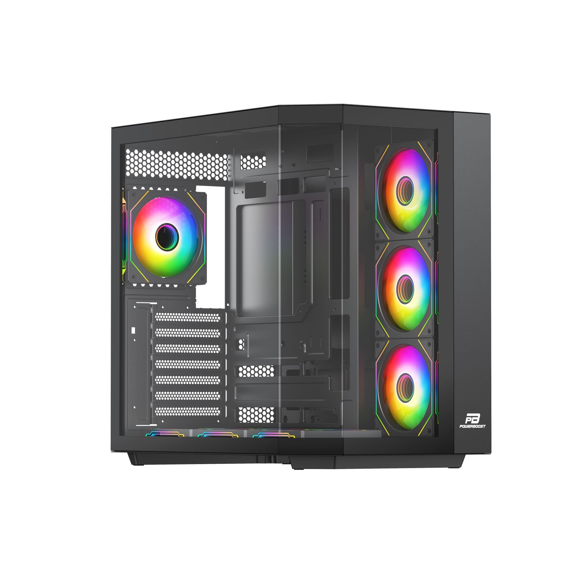 PowerBoost PBA4375B-750W 80+ BRONZE 7*12cm ARGB Fanlı USB 3.0 Seaview Gaming Siyah Kasa
