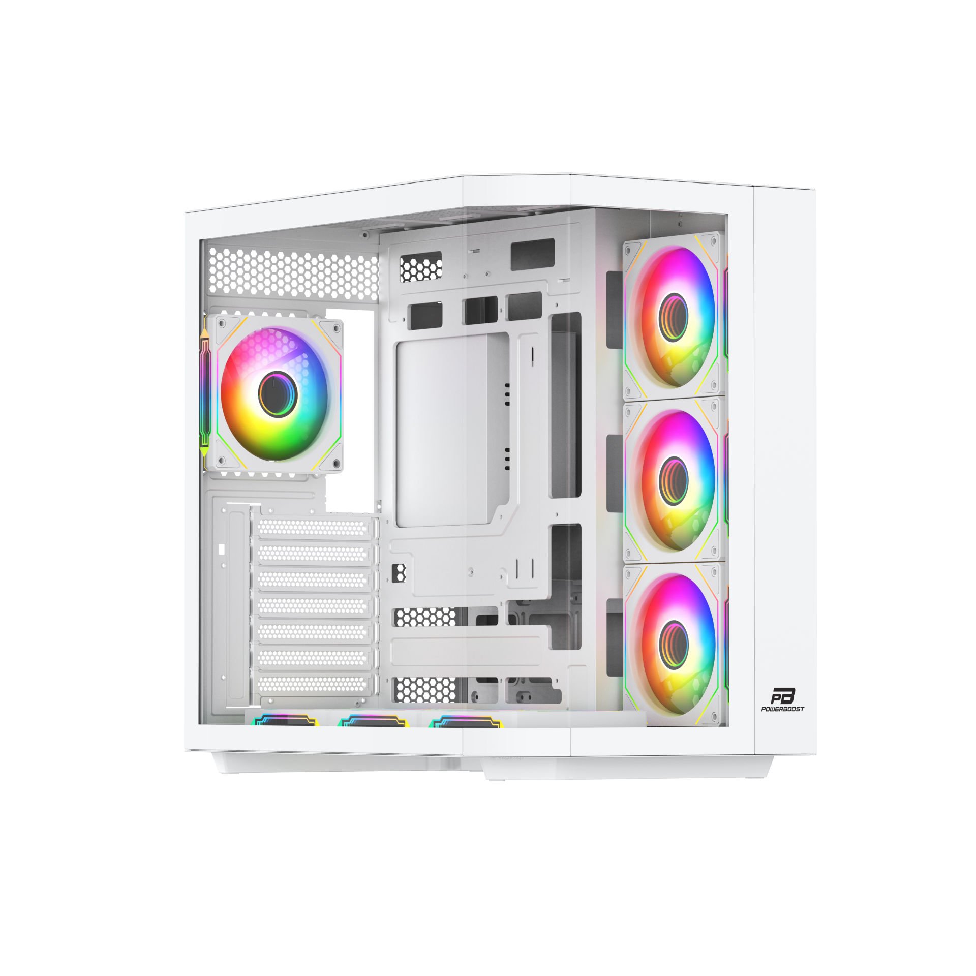 PowerBoost PBA4375W-750W 80+ BRONZE 7*12cm ARGB Fanlı USB 3.0 Seaview Gaming Beyaz Kasa