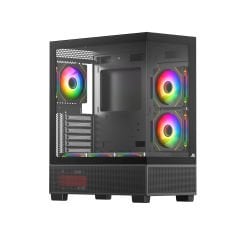 PowerBoost PBE6075B-750W 80+ BRONZE 6*12cm ARGB Fanlı USB 3.0 Seaview Gaming Siyah Kasa