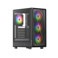 PowerBoost PBA5065B-650W 80+ BRONZE 4*12cm ARGB Fan Mesh USB 3.0 Mid-T ATX Gaming Siyah Kasa