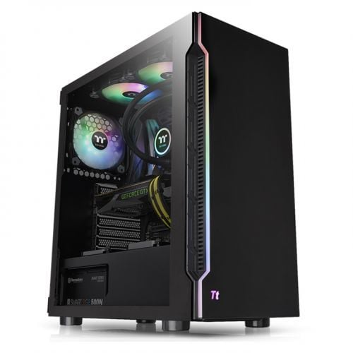 Thermaltake H200 Tempered Glass RGB Şerit ledli Pencereli Siyah MidTower Oyuncu Kasası