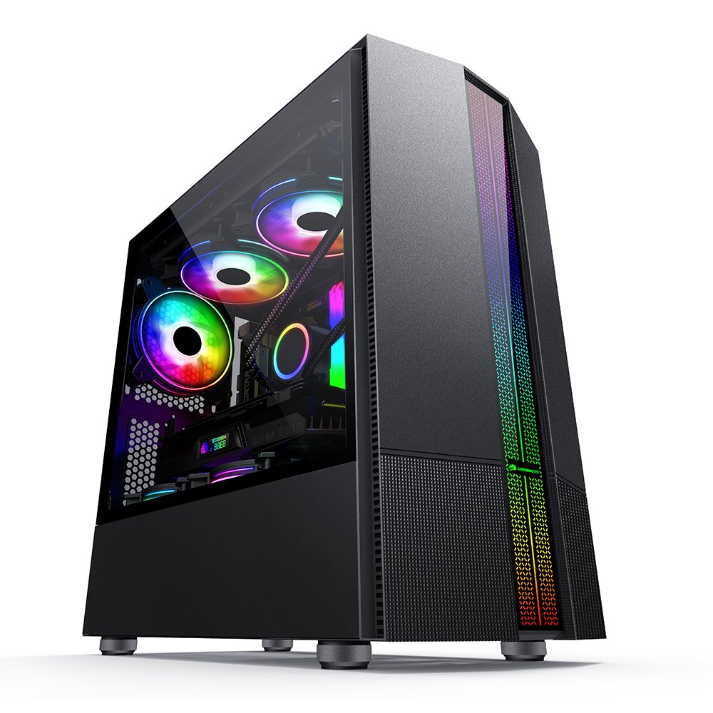 GameBooster GB-M201B 600w 80+ USB 3.0 ATX, ARGB Fan & ARGB strip siyah Kasa