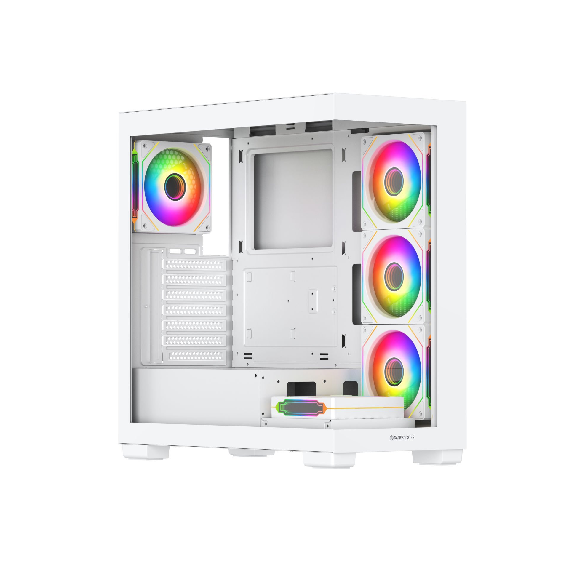 GameBooster A7505W 750W 80+ BRONZE 5*ARGB Fan Mid-T ATX SeaView Gaming Beyaz Kasa