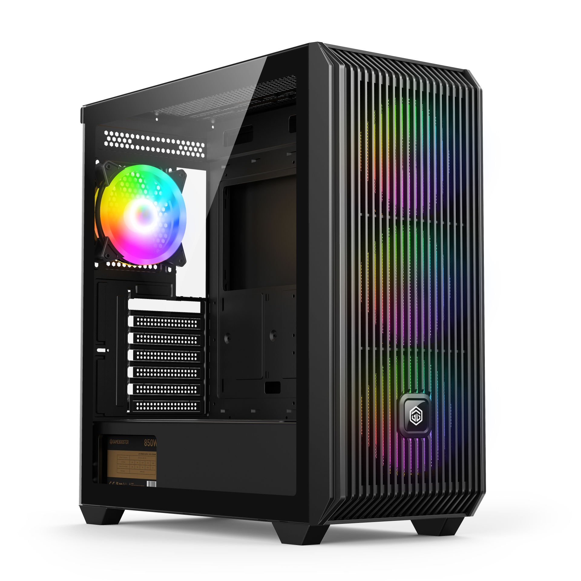 GameBooster E8501B 850W 80+ BRONZE 4*12cm Auto-RGB Fan Mesh Mid-T E-ATX Gaming Siyah Kasa