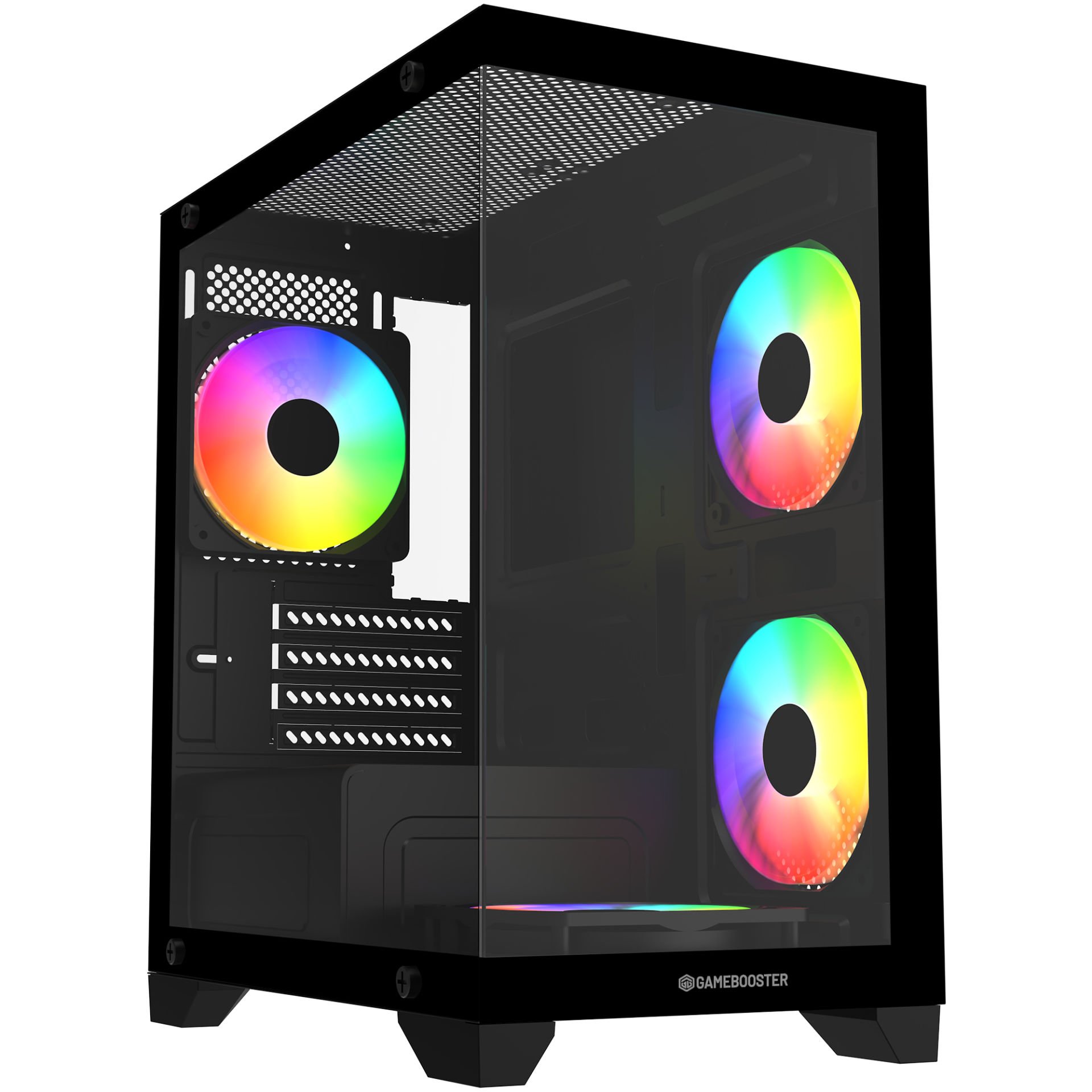 GameBooster M6001B 600W 4*Rainbow Fan Mid-T M-ATX SeaView Gaming Siyah Kasa